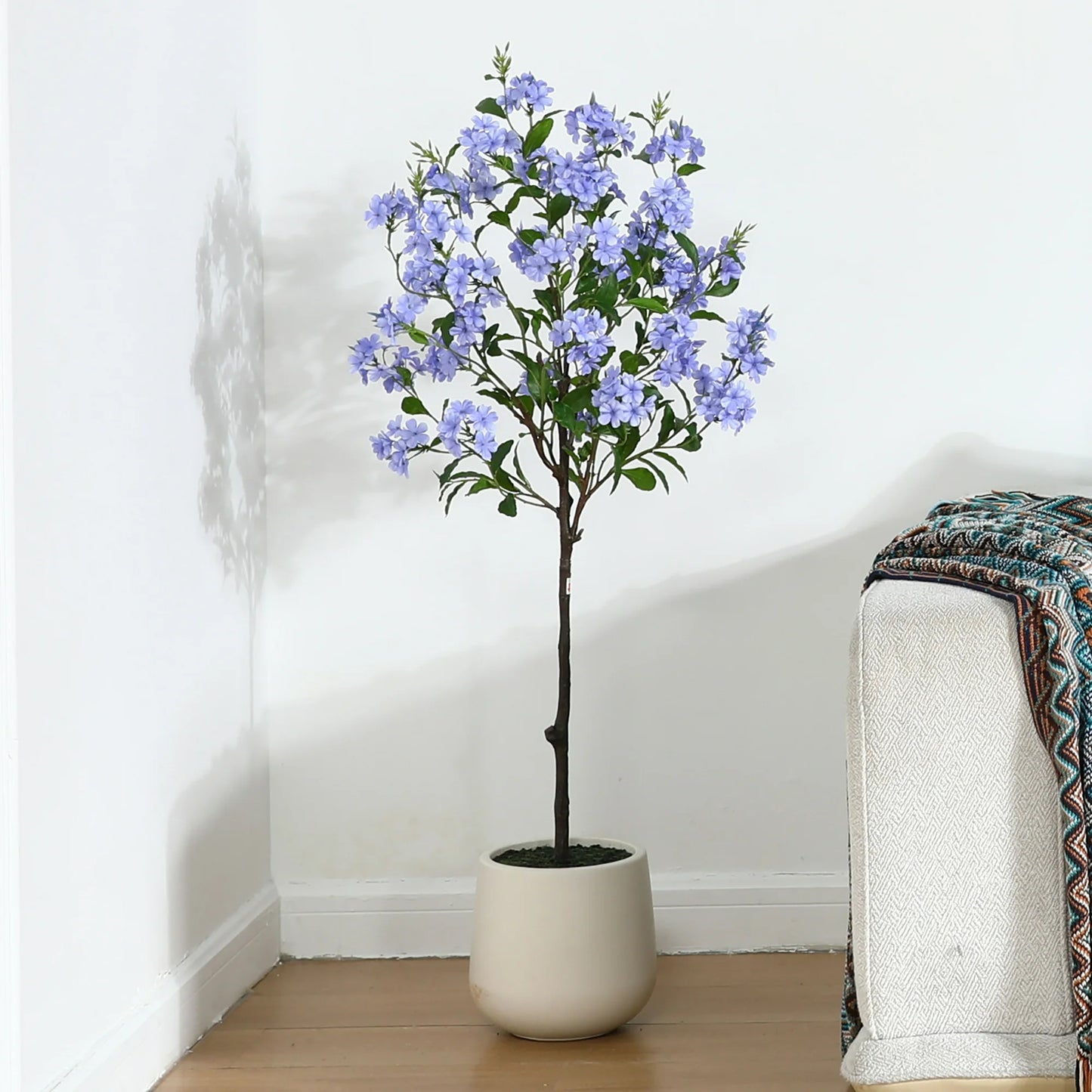 5ft Disassembled Blue Snowflake Tree with Oval White Pot - Artificial Tree for a Festive Atmosphere