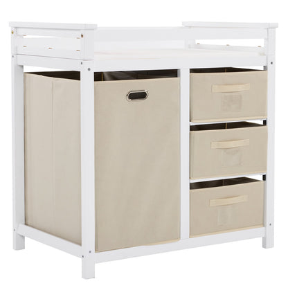 Ktaxon Baby Changing Table with 3 Storage Drawers, Baby Changing Station, Diaper Changing Station - White