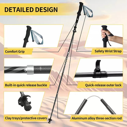 Naturehike Trekking Poles Folding 2-Piece Set Hiking Sticks Carbon+Aluminum 190g Each Walking Poles Climbing Lightweight Hiking Compact Outdoor Unisex