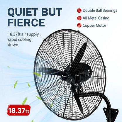 Ktaxon 20inch High Velocity Wall Mount Fan Oscillating,Industrial Fan with 4 Speed Ventilation,100% BLDC Copper Motor,4963CFM,,Heavy Duty Metal Fan for Outdoor, Indoor Use