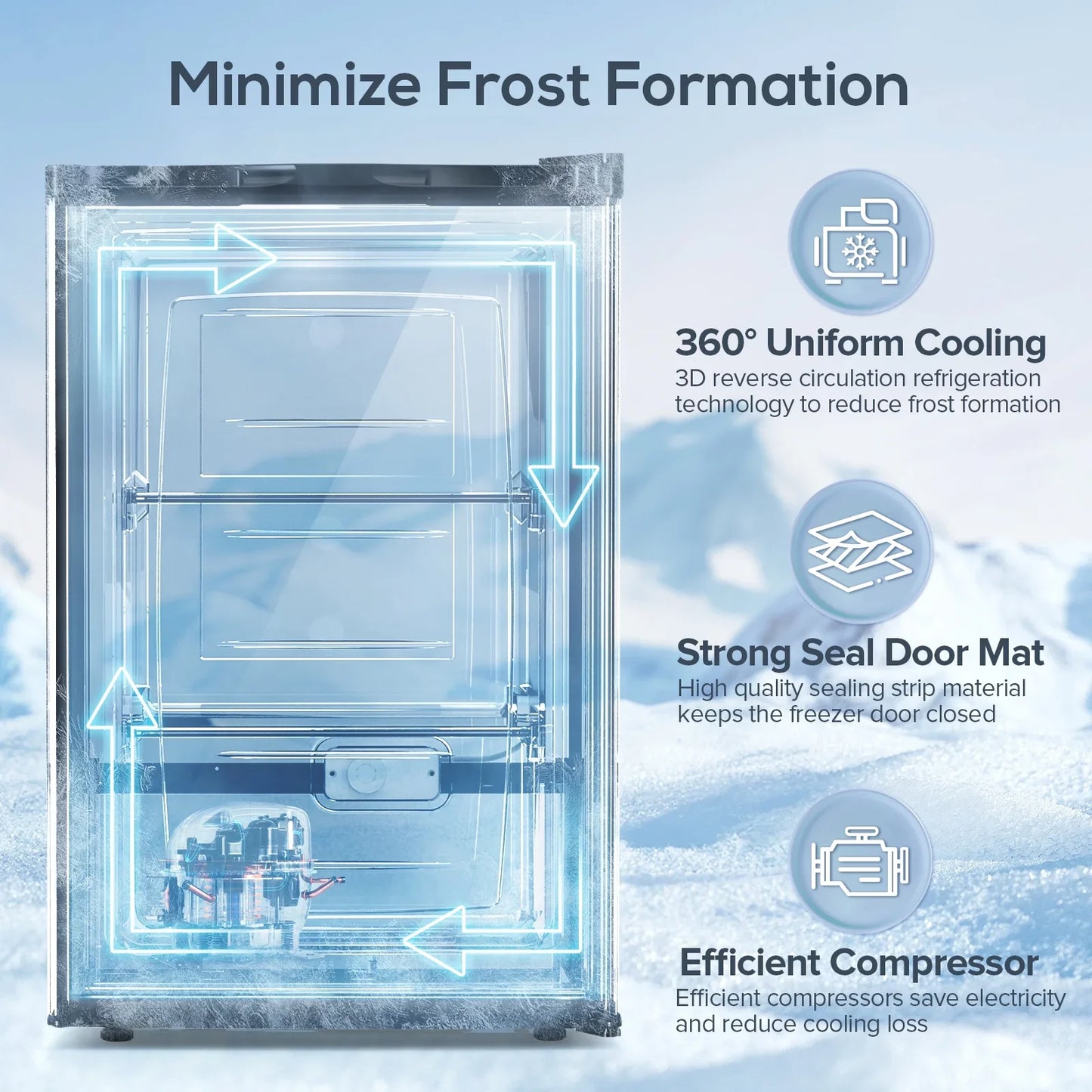 Auseo 3.2 Cu.ft Single Door Freezer, Compact Mini Freezer with Reversible Door for Kitchen, Apartment, Basement, Dorm, Black