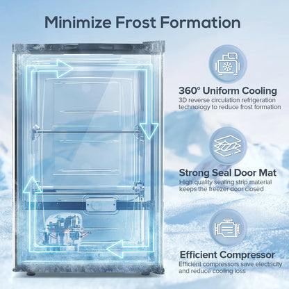 Auseo 3.2 Cu.ft Single Door Freezer, Compact Mini Freezer with Reversible Door for Kitchen, Apartment, Basement, Dorm, Black