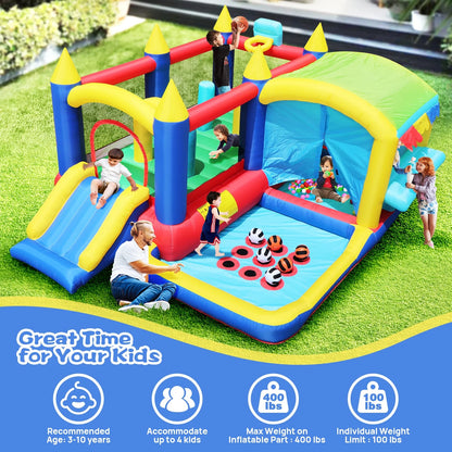 COCLUB Inflatable Bounce House, Bounce House for Kids 3-6 with Blower, Slide, Ball Pit, 50 Ocean Balls, Indoor/Outdoor Jump House for Birthday Party Gifts