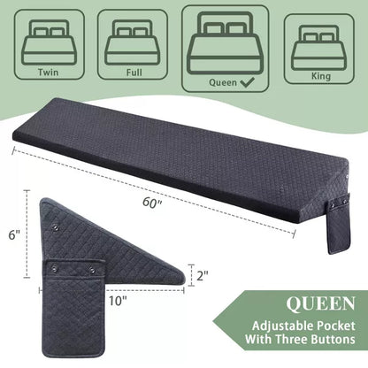 Inhand Bed Wedge Pillow for Headboard - Gray Bed Wedge Gap Filler, Bloster Triangle Headboard Pillow Queen Size Stop Losing Pillows from Mattress