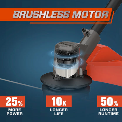 SENIX X6 60 Volt Max* 16-Inch Brushless Cordless Grass String Trimmer, 3Ah Battery and Charger Included
