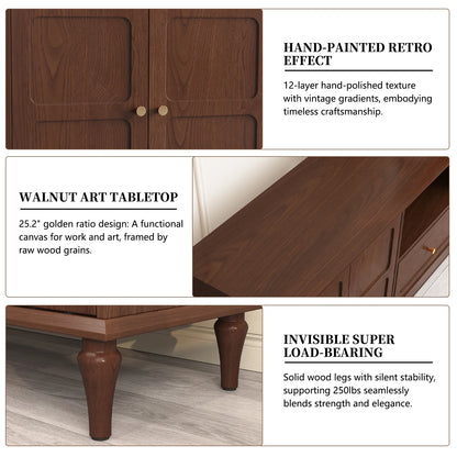 CBJCBJ 67" Mid-Century Modern TV Stand with Storage Doors & Drawers | Adjustable Shelves for 75" TVs | Living Room & Bedroom Media Console（BROWN)