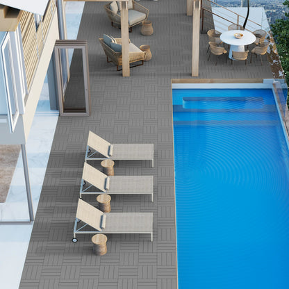 TrumanPick 72 PCS Deck Tiles Patio Pavers Interlocking Flooring Tiles 12"W x 12"L Waterproof Outdoor Flooring for Patio Garden Balcony Backyard All Weather Use, Mid Gray