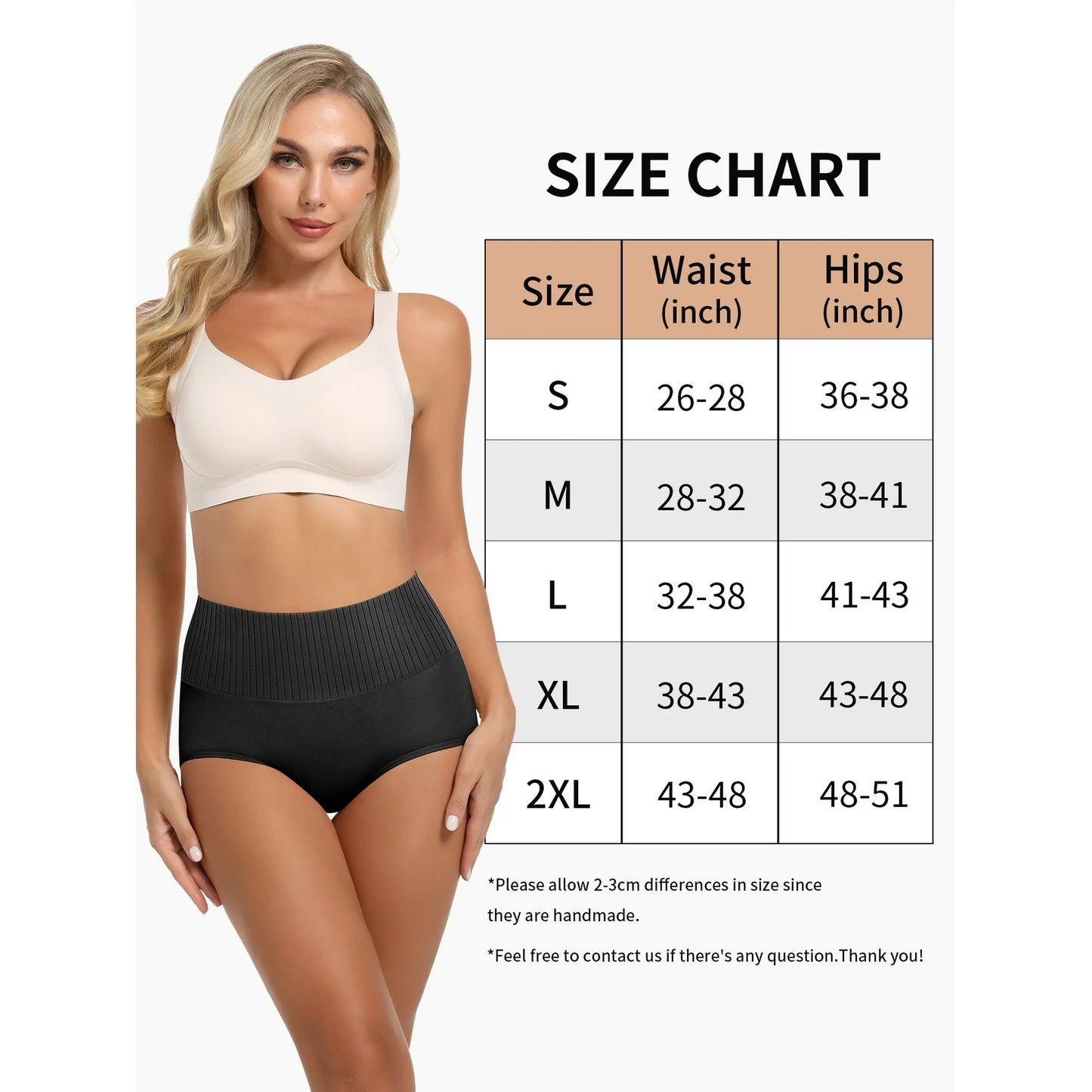 MEIYATING Women's High Waisted Cotton Panties - Tummy Control Full Coverage Underwear 5 Pack