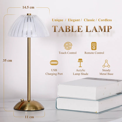 CAALOGT Cordless Dimmable LED Crystal Table Lamps with Touch & Remote Control, RGB Light for Living Room, Bedroom
