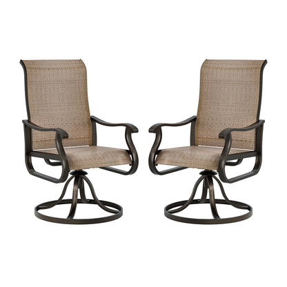 UDPATIO High Back Outdoor Dining Chairs Set of 2, All Weather Swivel Patio Chairs, Breathable Garden Outdoor Furniture for Backyard Deck