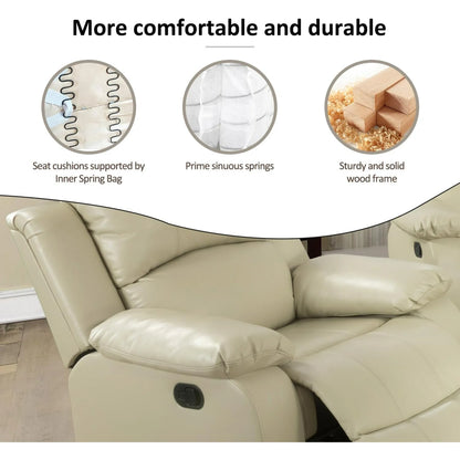 TrumanPick Manual Leather Recliner Chair,Overstuffed reclining Armchair Home Theater Sofa Recliner for Living Room,Beige