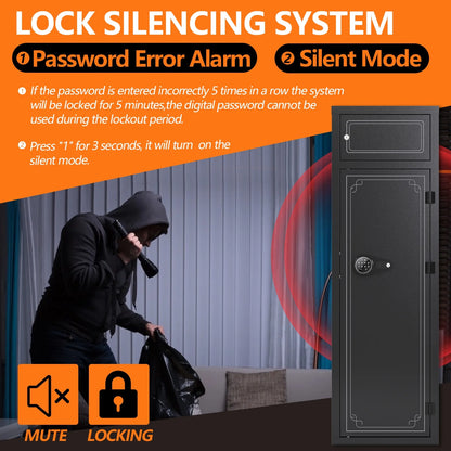 KAER 10-12 Gun Safe Gun Safes for Home Rifles and Pistols Gun Safes & Cabinets Large Rifle Safe Quick Access Gun Cabinets with Digital Keypad and 3 Adjustable Pistol Rack