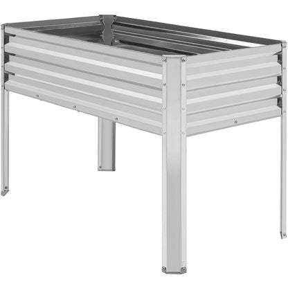 TrumanPick Galvanized Raised Garden Bed with Legs 4x2x3ft for Vegetable Flower Herb, 800lb Capacity