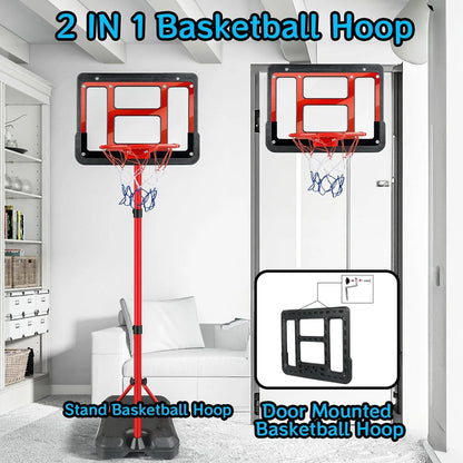 JoyStone Kids Basketball Hoop with Stand, Adjustable Height 3.5FT-6.2FT Toddler Basketball Goal Indoor Outdoor Sport Game Gifts for Boys