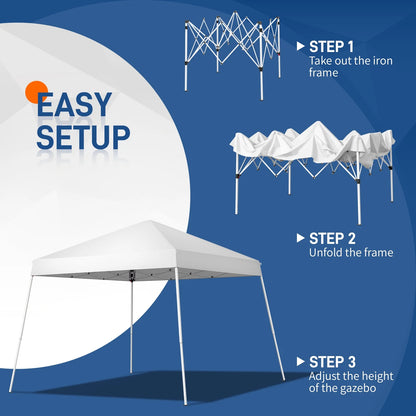 Ktaxon 10ft x 10ft Base/8ft x 8ft Pop Up Party Tent Canopy Folding Tent with Carry Bag White