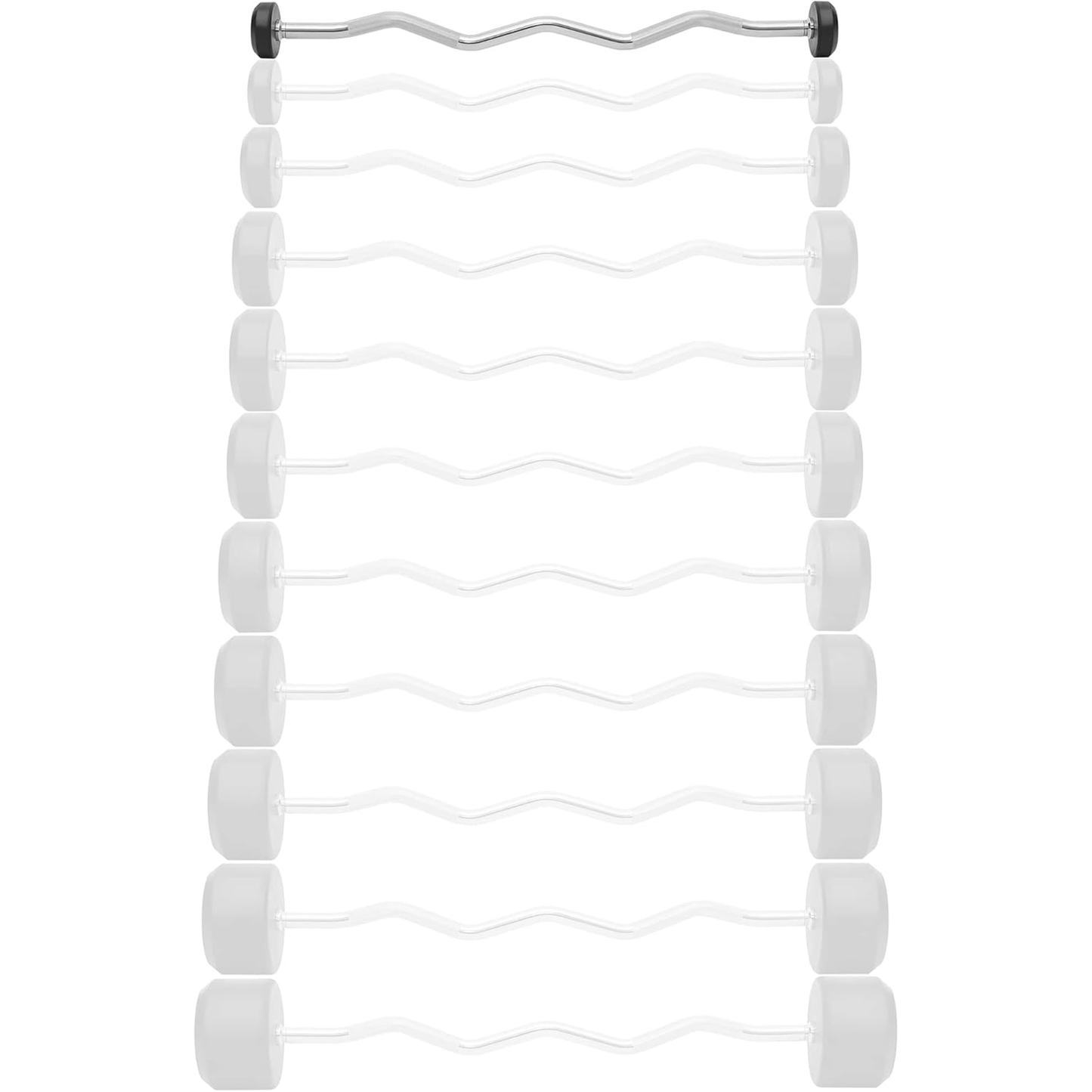 Mikolo Gym Rubber Fixed Barbell, Pre-Loaded Weight EZ Curl Bar for Strength Training & Weightlifting