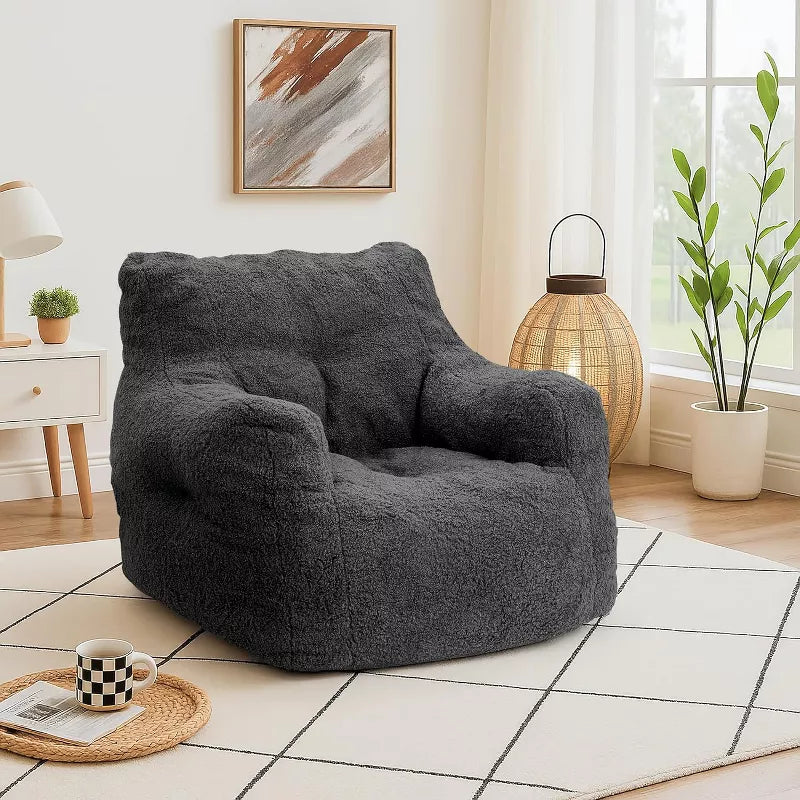 Hooseng Bean Bag Chair, Bean Bag Sofa Chair with Armrests, Fluffy and Lazy Sofa with backrest, Comfy Cozy BeanBag Chairs