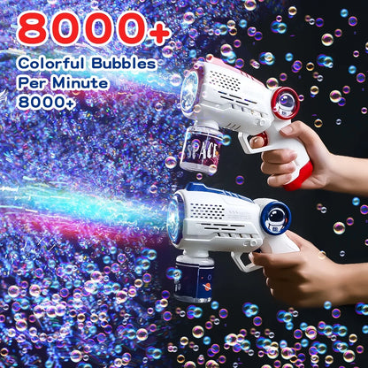JoyStone 2PCS Bubble Machine Gun with 10 Hole Light & 30 PCS Bubble Solutions, 8000+Bubbles Per Minute Gifts for Kids Toddlers 3-8 Years Birthday Wedding Party