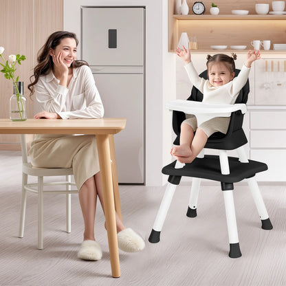 LINLUX 8 in 1 Convertible High Chair for Babies, Feeding Booster Seat for Toddlers, Black