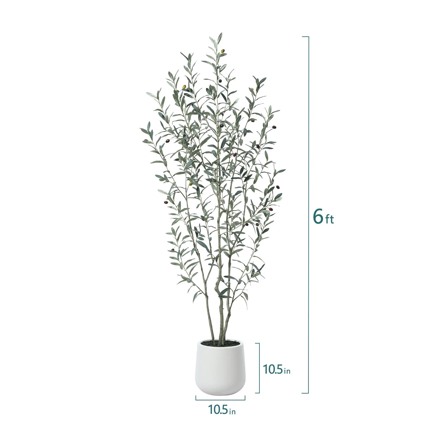 6ft Fake Plastic Olive Tree with Oval White Planter, Pre Potted Faux Greenry Plant for Home Decor Office House Living Room Indoor Outdoor, Big Fake Plants Fake House Plants
