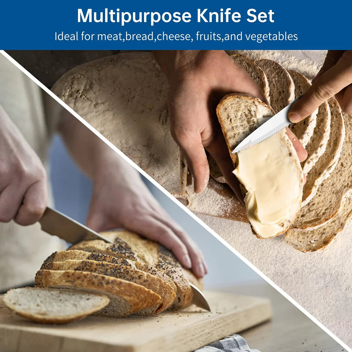 Steak Knives Set of 4, 4.5-inch Serrated Steak Knife Set, Ultra Sharp Stainless Steel Triple Rivet Collection Kitchen Steak Knife Set