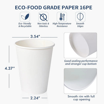 100 Pack 12 oz Disposable Cups, To Go Hot Cups,Leak-Free Food Safe Paper Cups