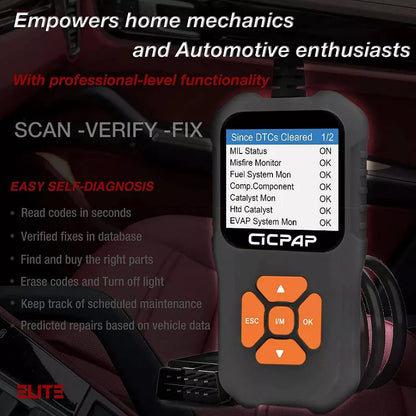 Belatt OBD2 Scanner Code Reader, Engine Fault Diagnostic Tool, Read/Clear Codes, Freeze Frame, I/M Readiness, Vehicle Info, DTC Lookup, 1996+ Vehicles