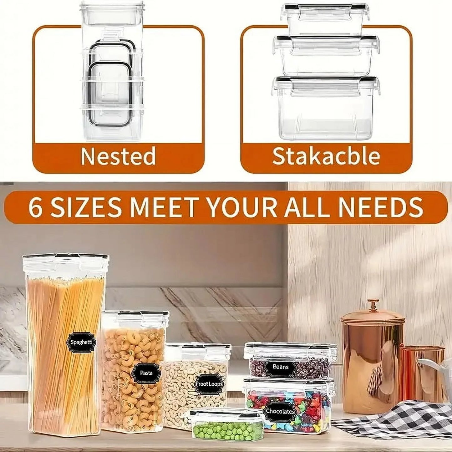 36 Pack Airtight Food Storage Containers Set with Labels & Marker- Leak-Proof, BPA-Free, Flip-Top Lids, Perfect For Kitchen Pantry Organization, Storage for Flour, Sugar, Cereal
