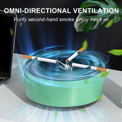 ARCTICICE Smart Smokeless Ashtray Purifier for Car Home Patio, Portable Ash Tray Indoor Outdoor Use, Green