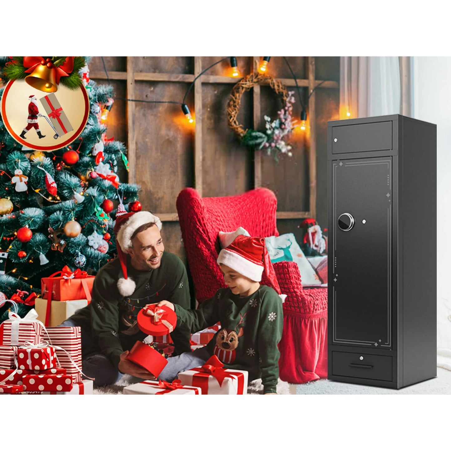 KAER 8-12 Gun Safe,Rifle Safe High Capacity,Large Gun Safe for Rifle and Pistols,Gun Cabinet for Home,Long Gun Safe for Shotguns with Handgun Rack,Rifle Rack,Drawer(Unassembled)
