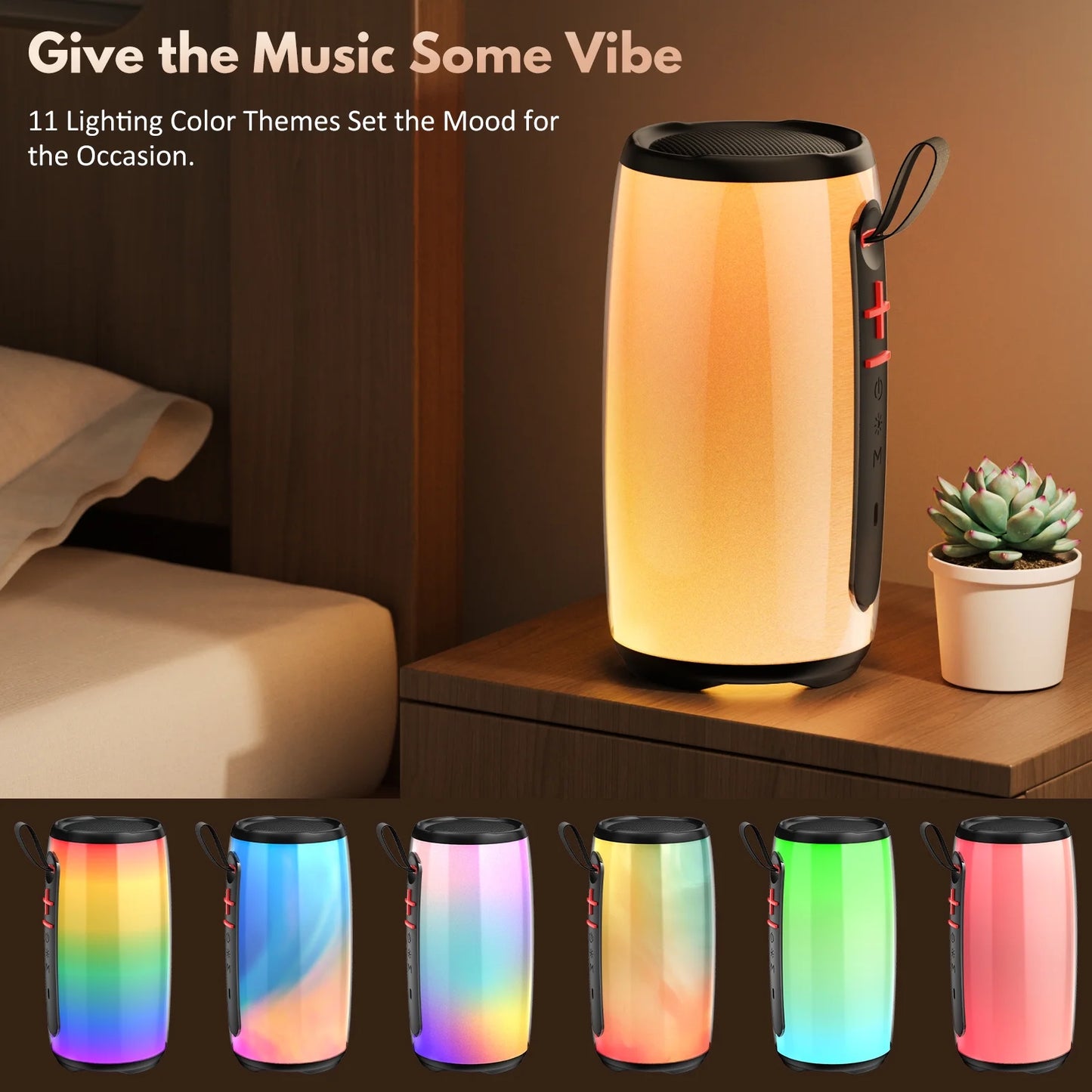 FanFun Portable Speaker, Bluetooth Speaker with DJ Light, Outdoor Speakers Waterproof with Deep Bass, Party Speaker for Pool Beach Party, D21