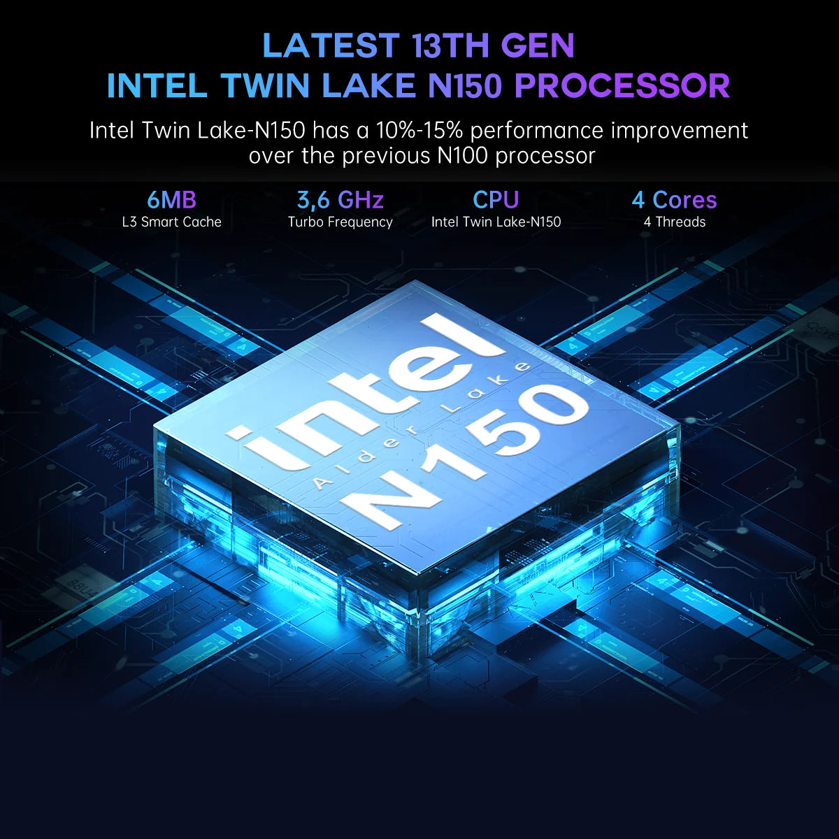 Laptop Computer 15.6" FHD 16GB DDR4 512GB SSD Intel Twin Lake N150 up to 3.6GHz with Windows 11 PRO