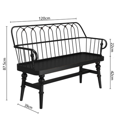 CBJCBJ Farmhouse Entryway Bench, Spindle Back Wooden Dining Benches for Living Room, Mudroom, Black