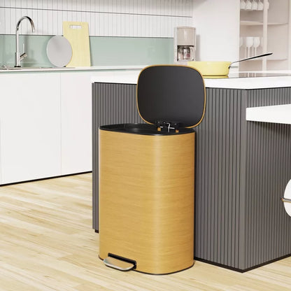 13 Gallon 50L Kitchen Foot Pedal Operated Soft Close Trash Can - Stainless Steel Ellipse Bustbin