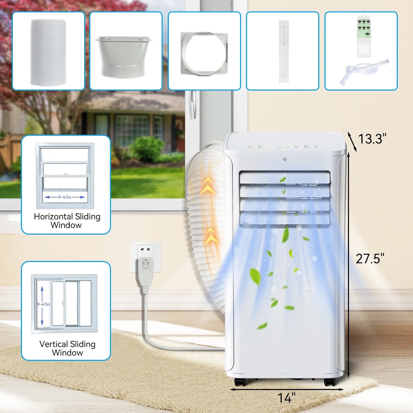 Portable Air Conditioners 12000 BTU,3-in-1 AC Unit Cools Spaces up to 550 sq. ft. and Features a Remote Control, LED display,for bedroom,living room,ofice
