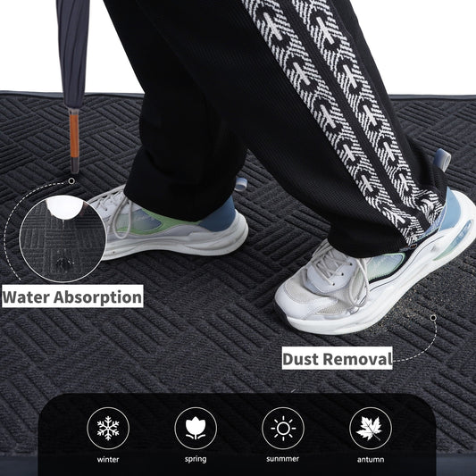 OVYEOFR Entrance Door Mat, 3' x 5' Crosshatch Texture Doormat with Rubber Backing, Indoor/Outdoor, Gray