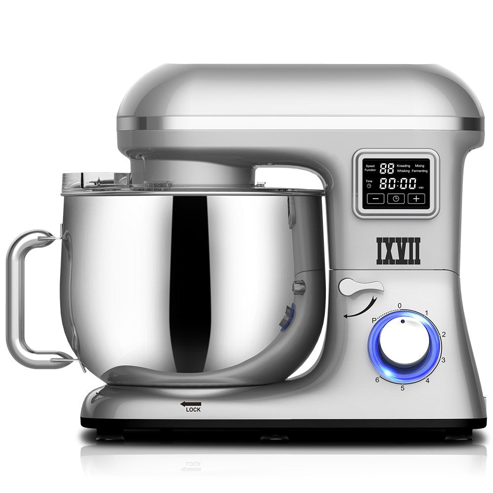 uhomepro 7.5 QT Stand Mixer for Kitchen, 6+0+P-Speed Tilt-Head 660W Dough Mixer, Home Commercial Mixing Electric Kitchen Cake Mixer W/ Dough Hook, Beater, Egg Whisk, Spatula, Dishwasher Safe, White