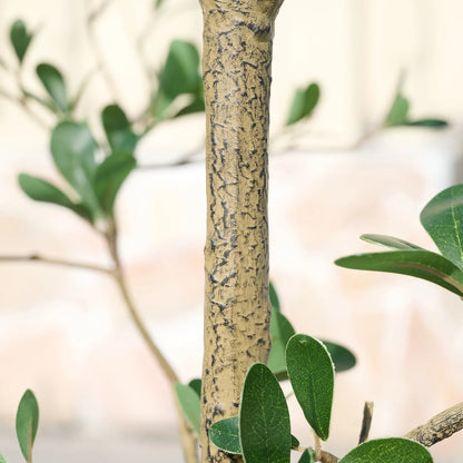 DR.Planzen 6FT Artificial Black Olive Tree with UV-Resistant Silk Leaves  White Planter, Tall Artificial Plant Natural Wood Trunk for Home Office Indoor Outdoor Decor