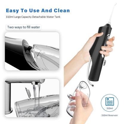 300ML Water Dental Flosser Cordless for Teeth, LCD Display Portable Water Flosser Cleaner Picks with 9 Modes 8 Jet Tips, IPX7 Waterproof Electric Flosser Oral Irrigator for Home Travel Office