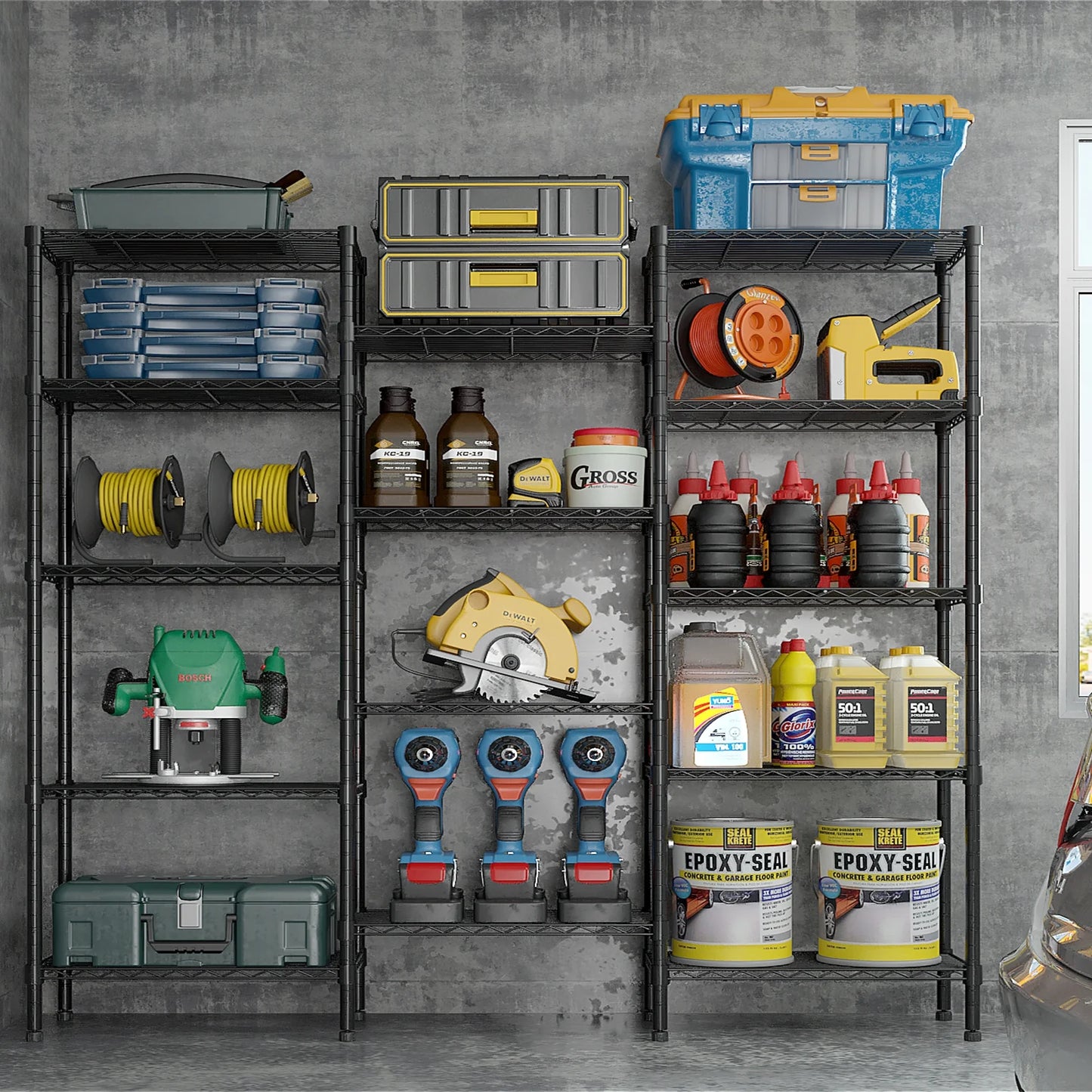 Ktaxon 1500LBS Heavy Duty Wire Shelving, 14-Tier Steel Garage Storage Rack, Adjustable DIY Metal Commercial Shelving for Garage Pantry Storage Organizer, 62.9"W x 13.8"D x 71"H