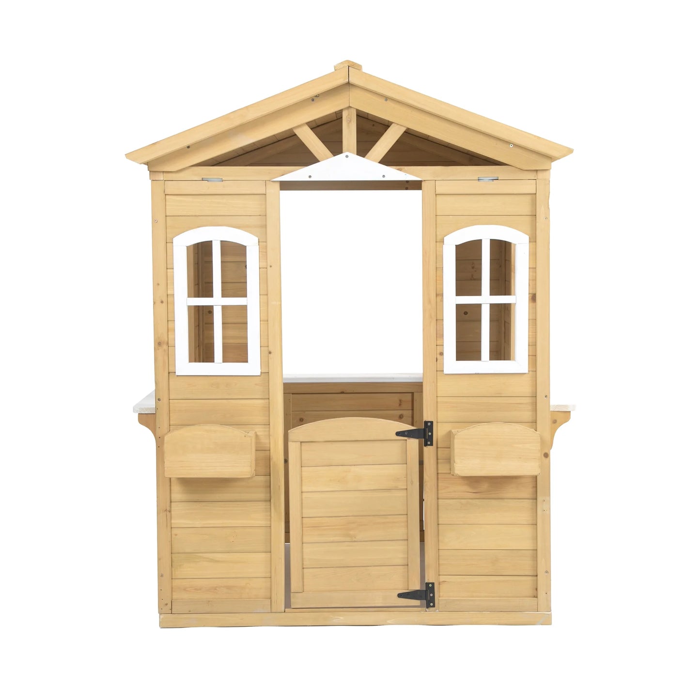 Outdoor Playhouse Wooden Playhouses for Toddlers Ages 4-8 with Flowerpot Holder, Mailbox, Outdoor Toy Playset for Kids Gift outside or inside, 39" L x 38"L x 55.5" L