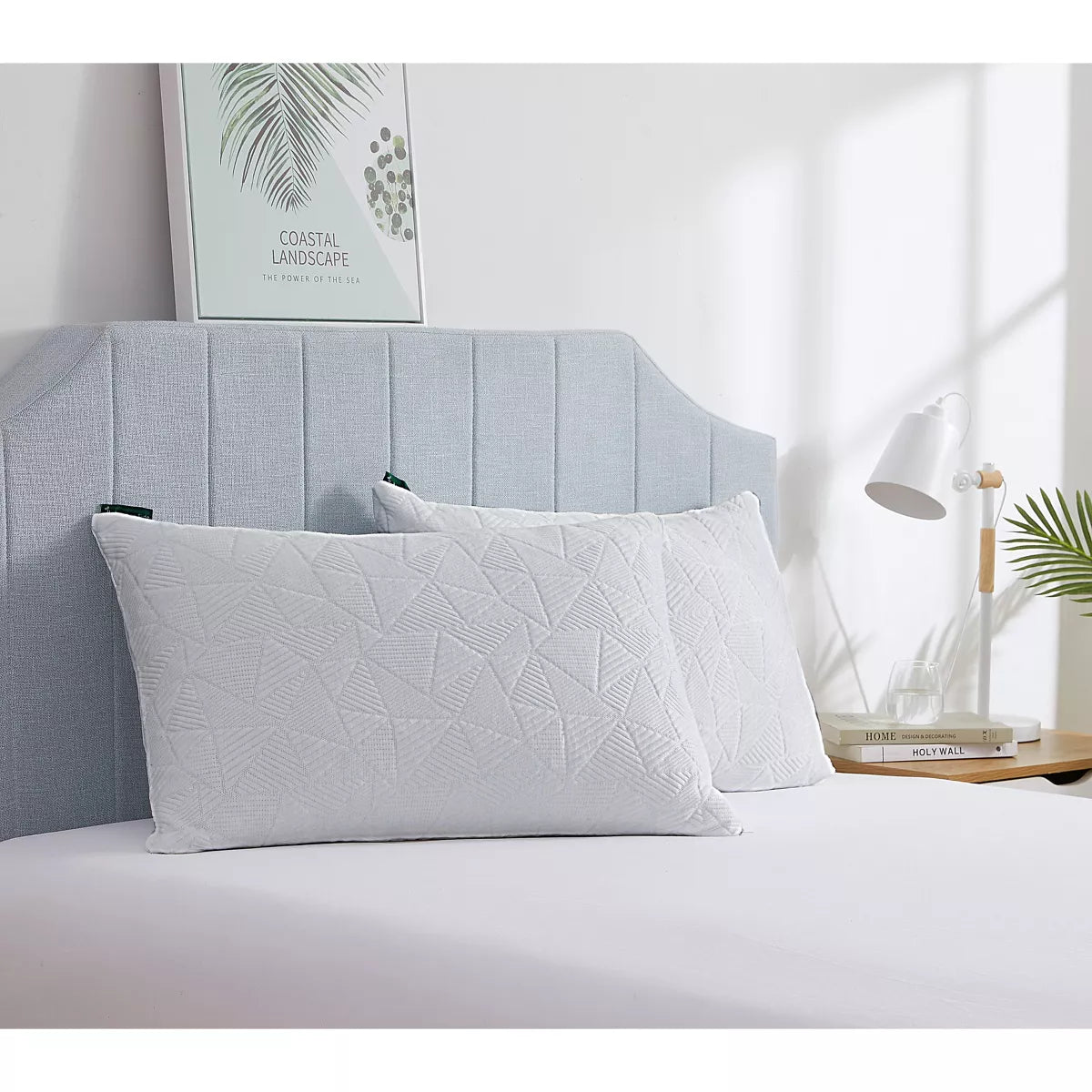 Inhand Cooling Pillows Queen Size Set of 2 , Shredded Memory Foam Pillows for Hot Sleepers, Adjustable Firm Soft Support Bed Pillows with White Cover