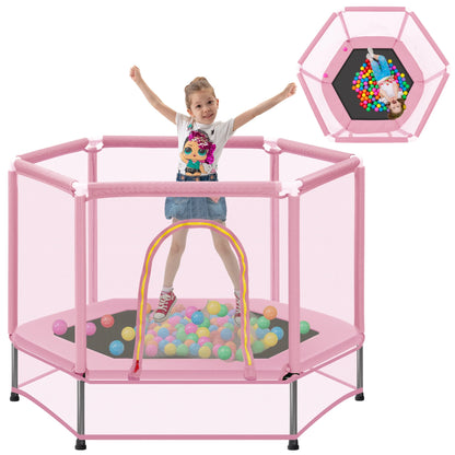 Tollder Trampoline for Kids, Mini Trampoline with Baksketball Hoop, Segmart Recreational Trampolines with Safety Enclosure Net, Adjustable Toddler Trampoline for Birthday Christmas Gifts
