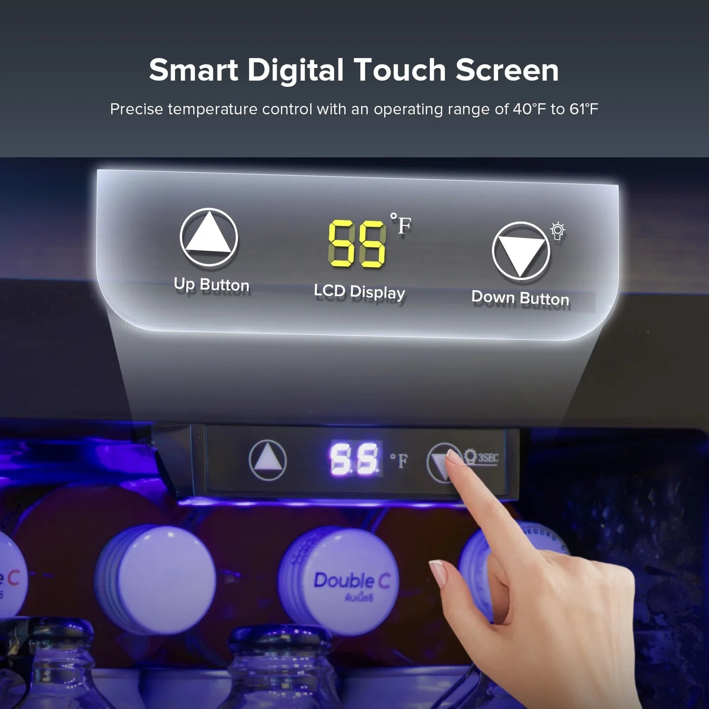 Auseo 24 Can Beverage Refrigerator, Wine Cooler with Touch Control Buttons, Mini Refrigerators for Bedroom/Office/Bar