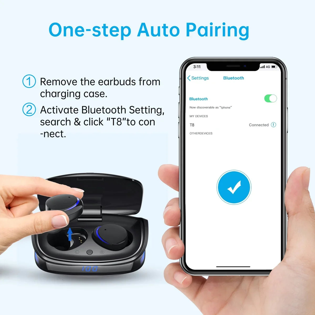 Wireless Earbuds Bluetooth 5.3 in Ear Light-Weight Headphones,60Hrs Playtime Ear Buds with Charging Case,Built-in Microphone Headset,Immersive Premium Sound with Deep Bass for Sport Black