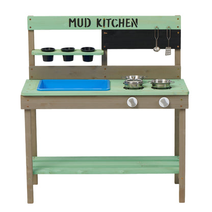 COCLUB Wooden Play Kitchen Set for Kids, Outdoor Pretend Kitchen with Cookware Accessories, Gift for Ages 3-8