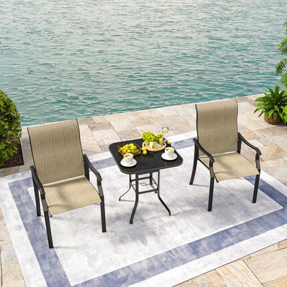 UDPATIO Patio Chairs Set of 2, Outdoor Dining Chairs High Back with All Weather Breathable Textilene, Metal Frame for Lawn Garden Backyard Deck, Brown