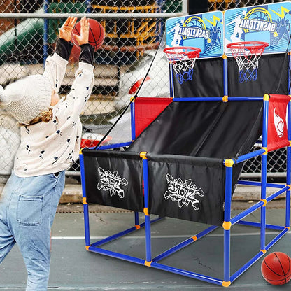 Basketball Hoop Arcade Game for Kids, Basketball Goal with 6 Balls Indoor Outdoor, Basketball Shooting System, Pop a Shot Basketball Game, Sports Toys Gifts for 3-6 Year Old Boys Girls