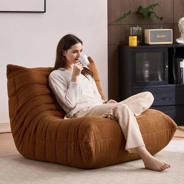 Inhand Brown Bean Bag Chair Big Sofa Beanbag Chair for Adults Bean Bag Lounger with Memory Foam Filled for Home,Apartment or Gaming Venue
