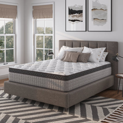 Queen Mattress, PENTINM 12 inch Memory Foam Mattress for Pressure Relief and Motion Isolation, Queen Mattress in a Box Diamond Innerspring Hybrid and Cooling Gel, Medium Firm, CertiPUR-US, Gray